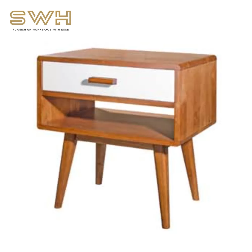 WILLOW II Solid Wood (O) BedSide Table Cabinet | Bedroom Furniture Store