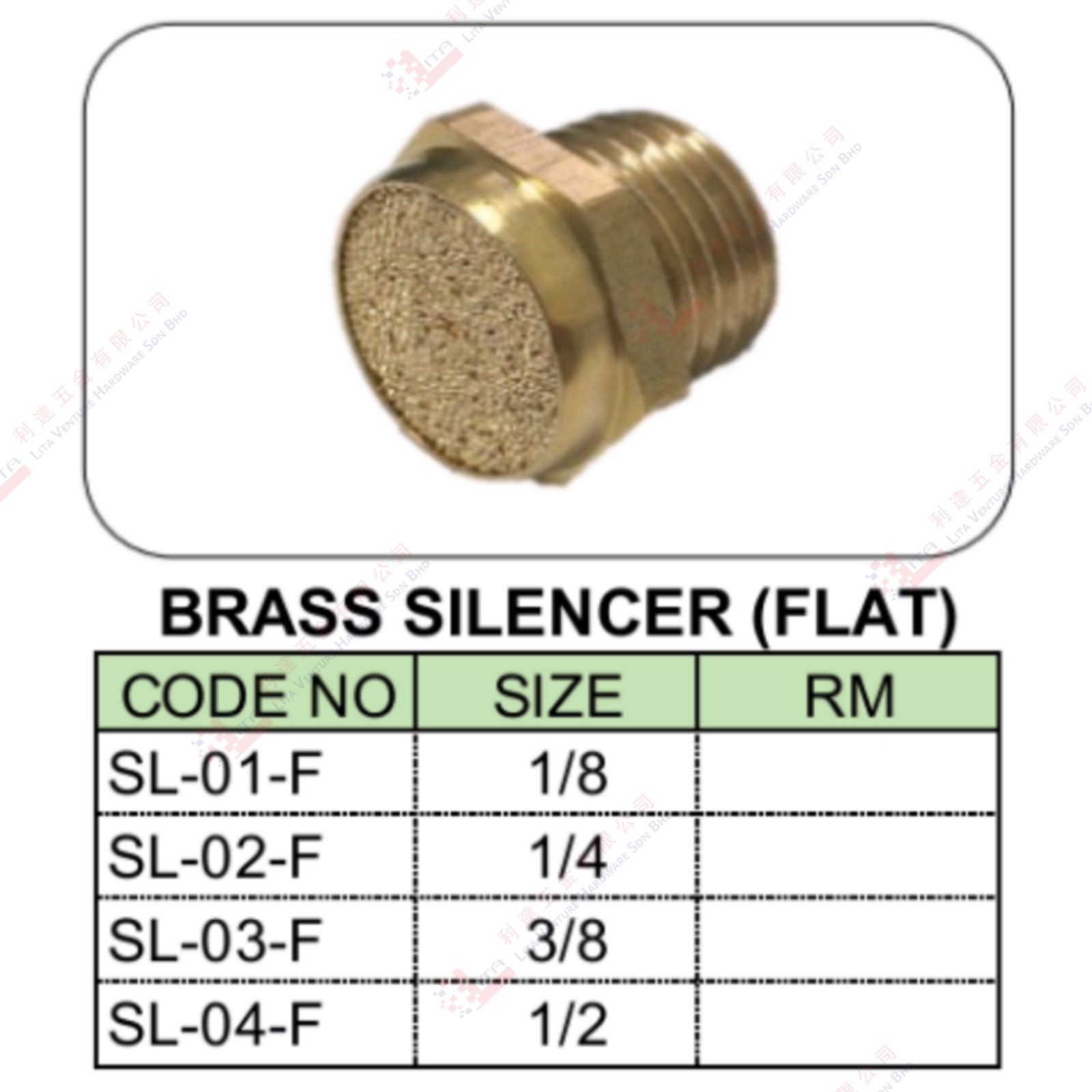 BRASS SILENCER (FLAT) SL01F SL02F SL03F SL04F