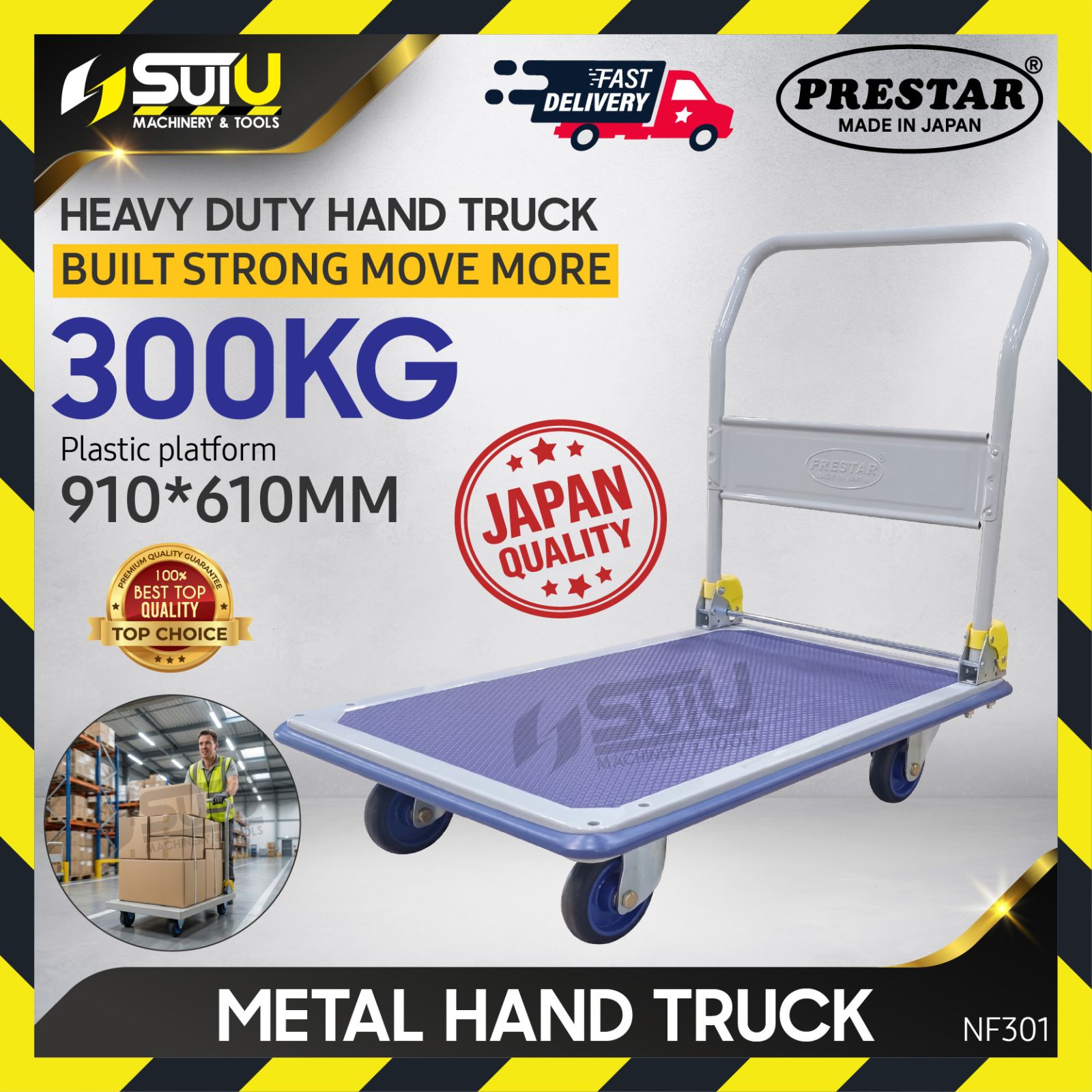 PRESTAR NF301 / NF-301 300KG Metal Hand Truck / Trolley 910*610MM