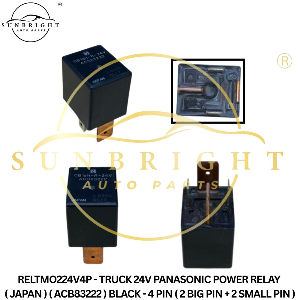 RELTMO224V4P - TRUCK 24V PANASONIC POWER RELAY ( JAPAN ) ( ACB83222 ) BLACK - 4 PIN ( 2 BIG PIN + 2 SMALL PIN )