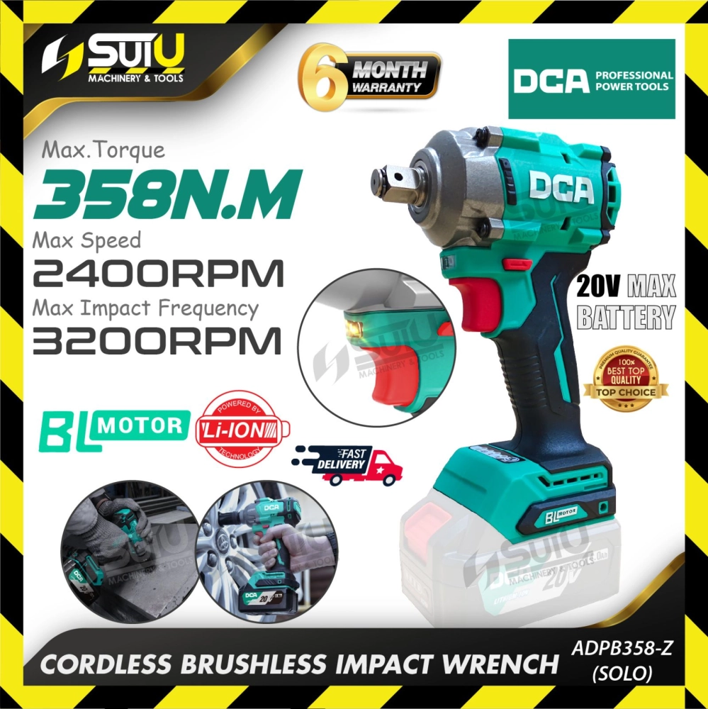 DCA ADPB358 / ADPB358Z / ADPB358BM 358NM 20V Cordless Impact Wrench (SOLO / SET)