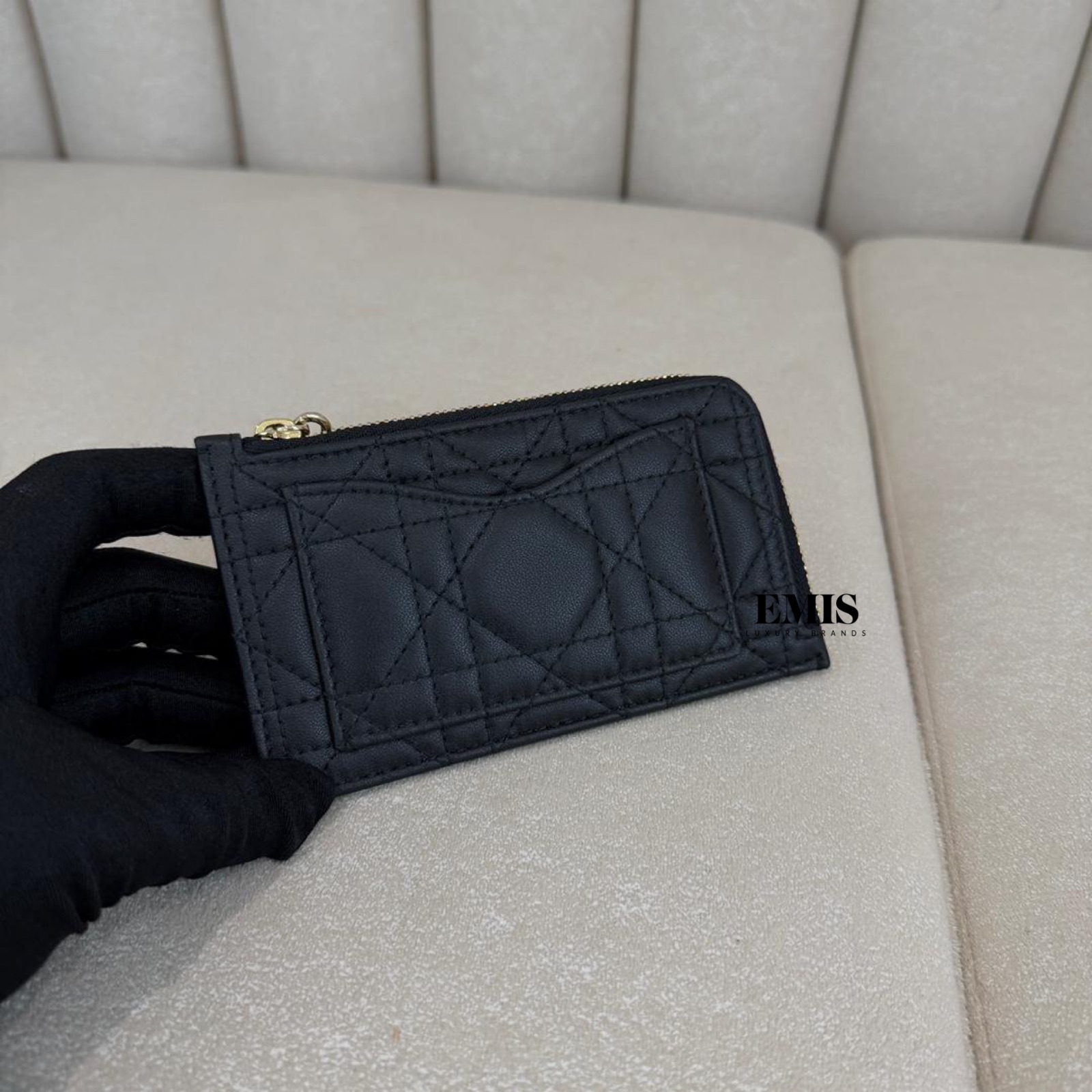 Dior Lady Dior Cosmos Zipped Card Holder- Preloved Luxury Wallet