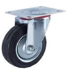 Light Duty Black Rubber Castor Wheel with Roller Bearing