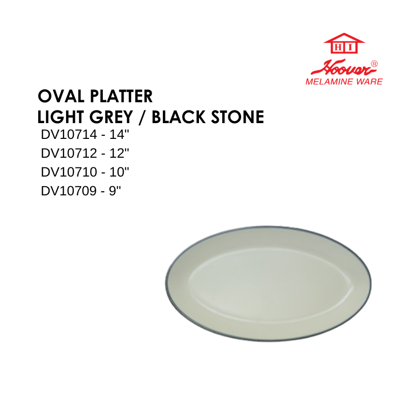 HOOVER MELAMINE WARE OVAL PLATTER LIGHT GREY / BLACK STONE DV10714 DV10712 DV10710 DV10709