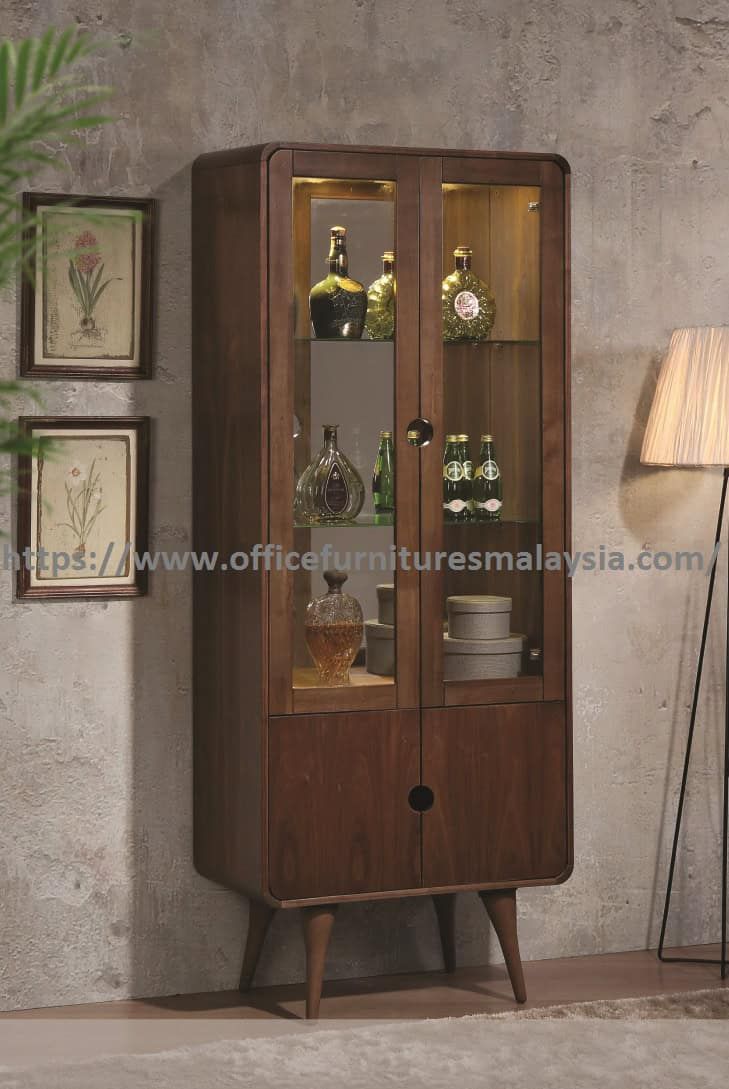 6.3ft Home Office Furniture Storage Display Cabinet Wood Glass Design YG99061