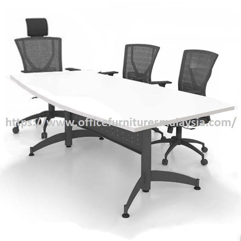 8 ft Warm Modern Boat Shaped Meeting Table with Steel Leg OFFXBT2412