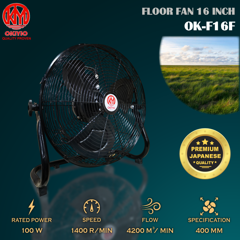 OKIYIO 16" FLOOR FAN (HEAVY DUTY)