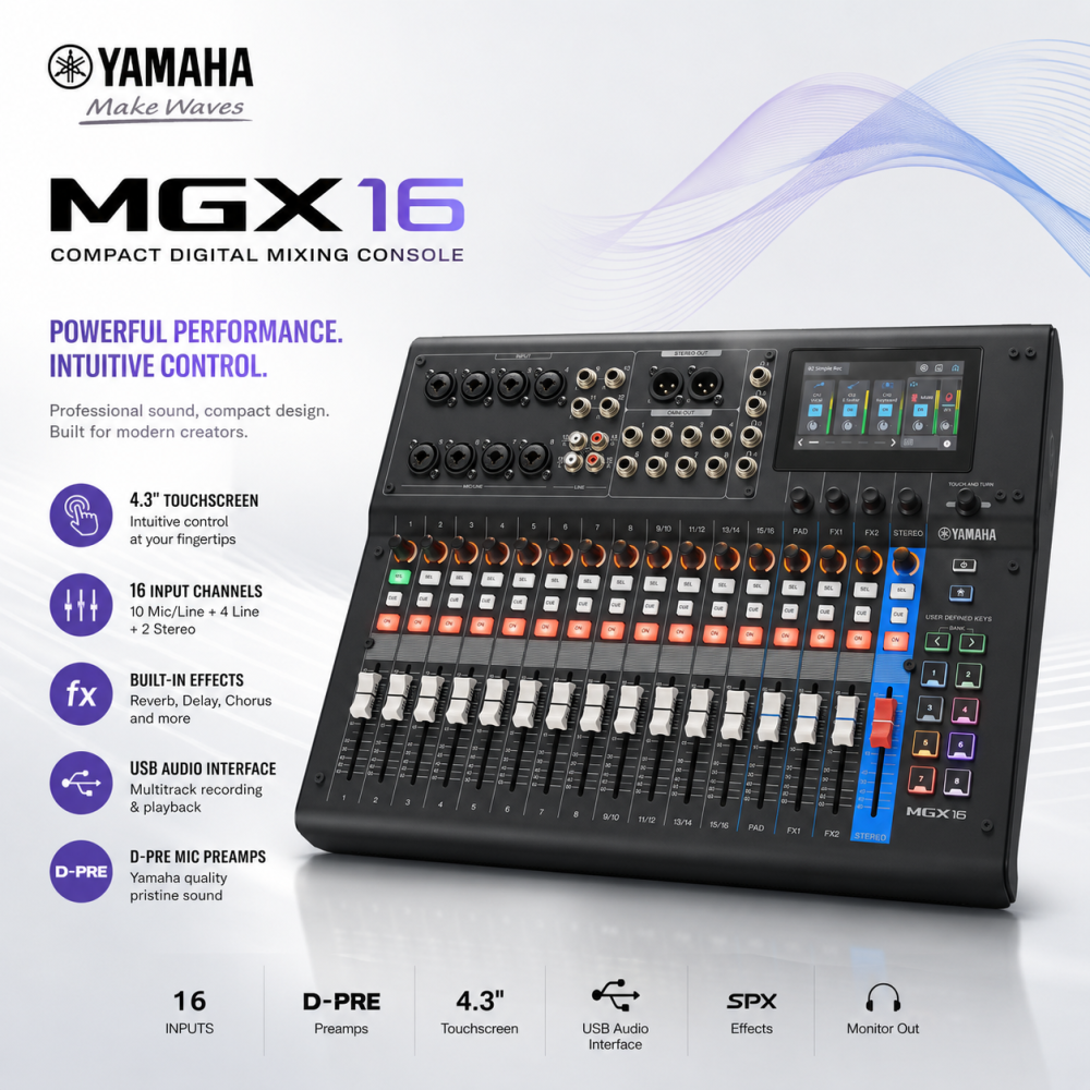 Yamaha MGX16 Compact Digital Mixing Console with Touchscreen