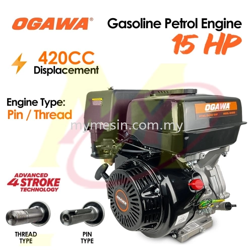 Ogawa Petrol Engine 25.4mm Key Type / Thread Type 15HP Engine