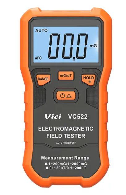 Vici VC522 Household electromagnetic radiation measuring instrument EMF Meter, Data hold, Backlight and REL test functions.