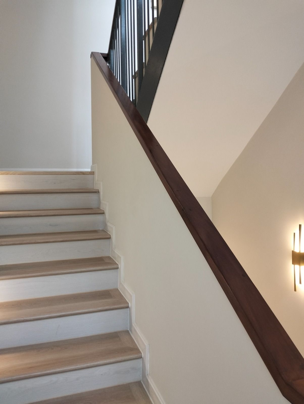 Staircase with Solid Wood Handrail