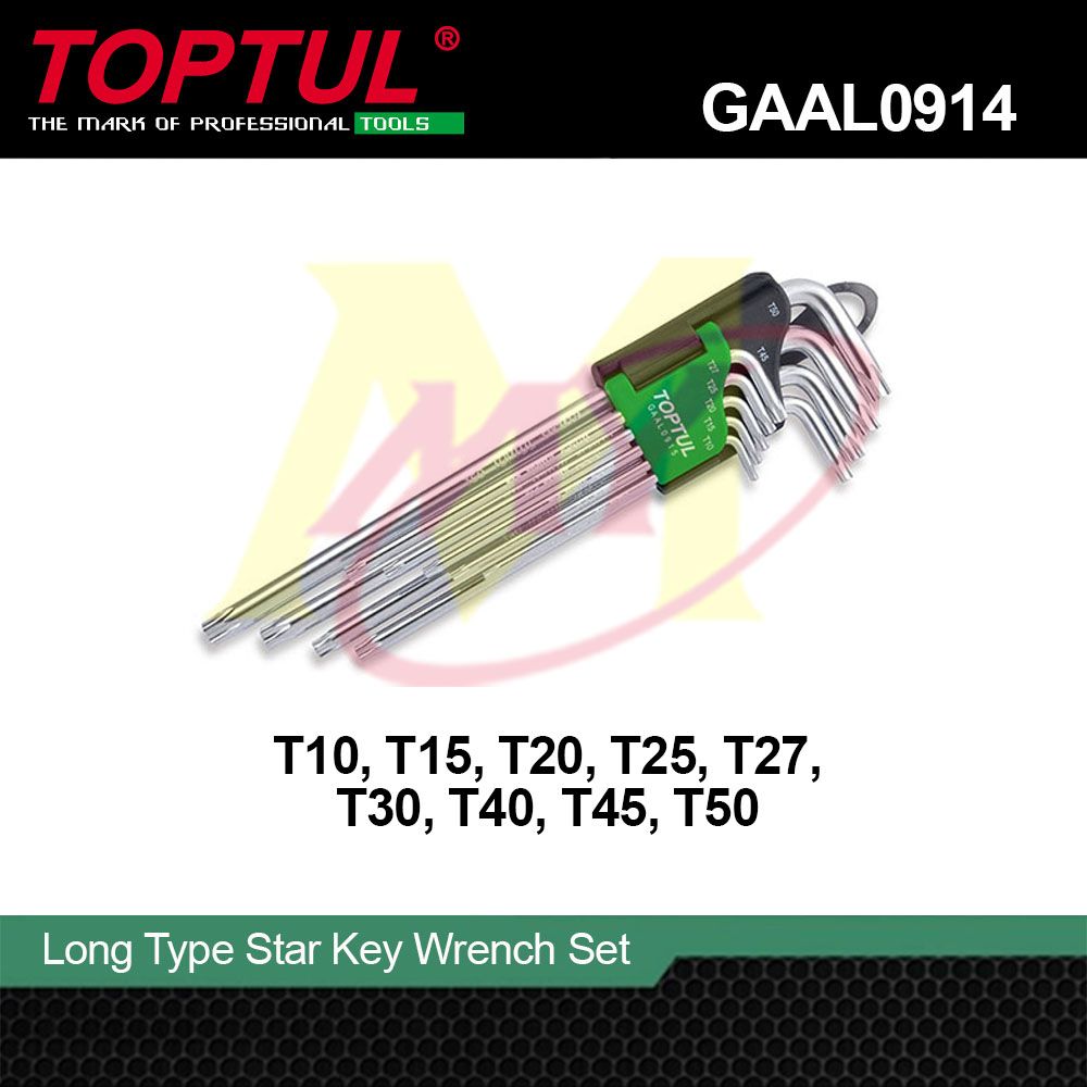 TOPTUL GAAL0914 Long Type Star Key Set 9 Pcs T-10 - T50 [Code: 4588]