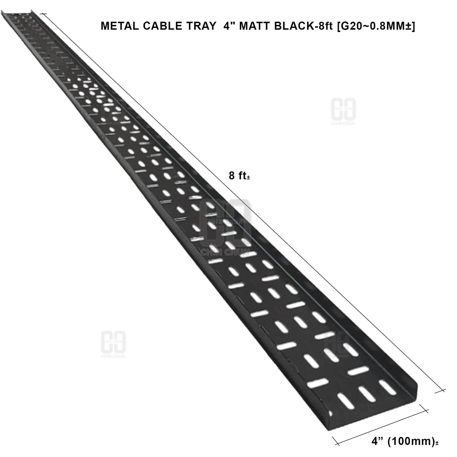 METAL CABLE TRAY 4" MATT BLACK 8ft G20 0.8MM卤