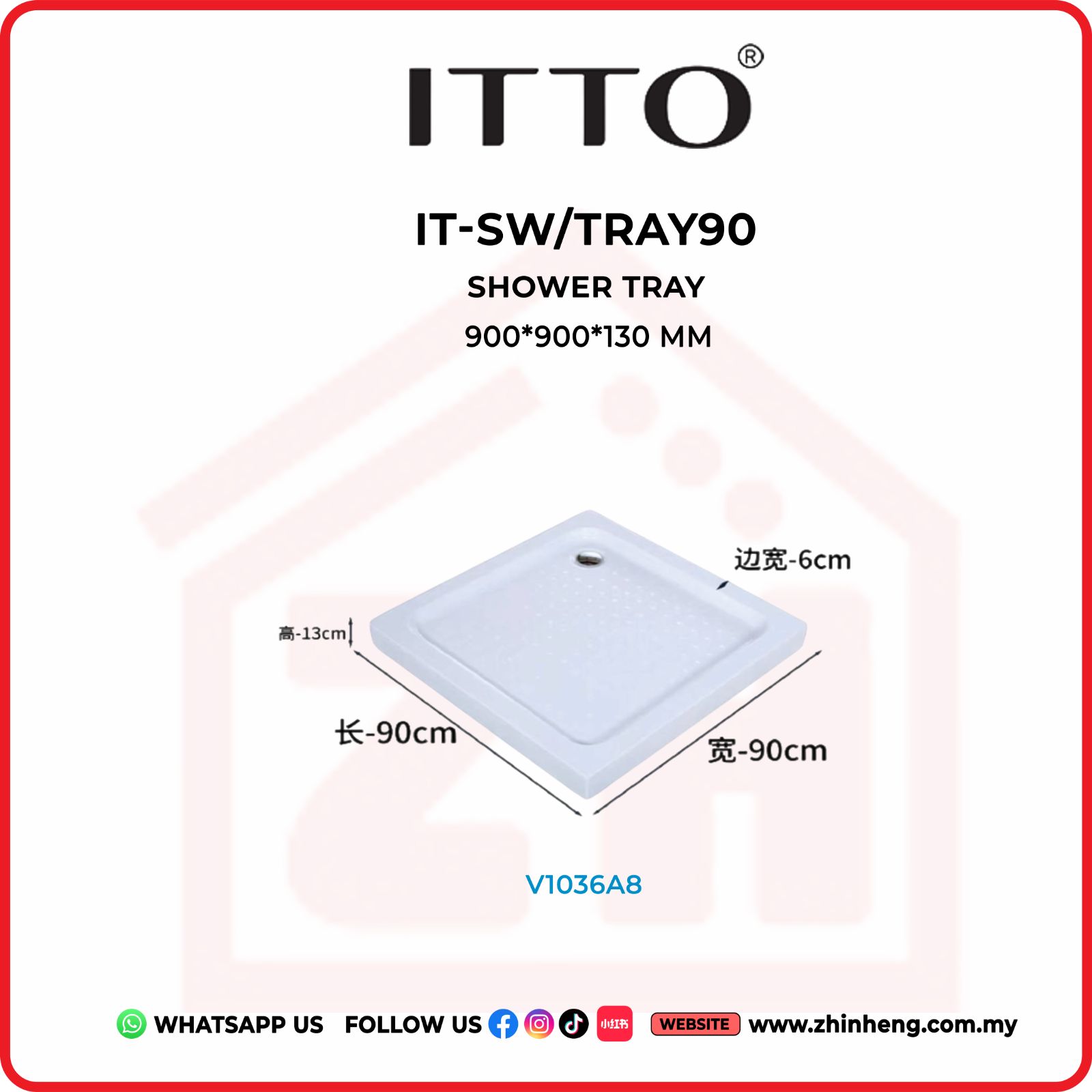 ITTO SHOWER TRAY  IT-SW/TRAY90