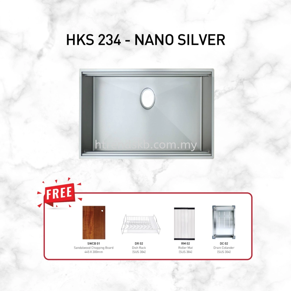 HUN Workstation Kitchen Sink with Nanotech (Nano Silver) HKS234