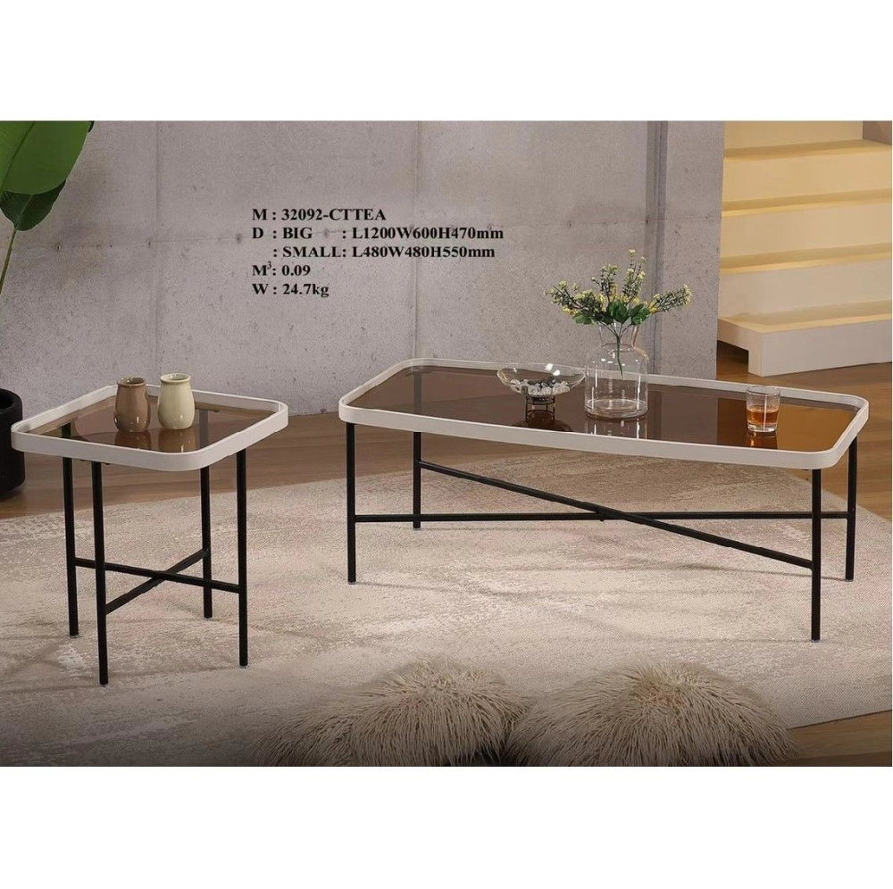 Marry 2in1 Coffee Table (Brown Glass Top)