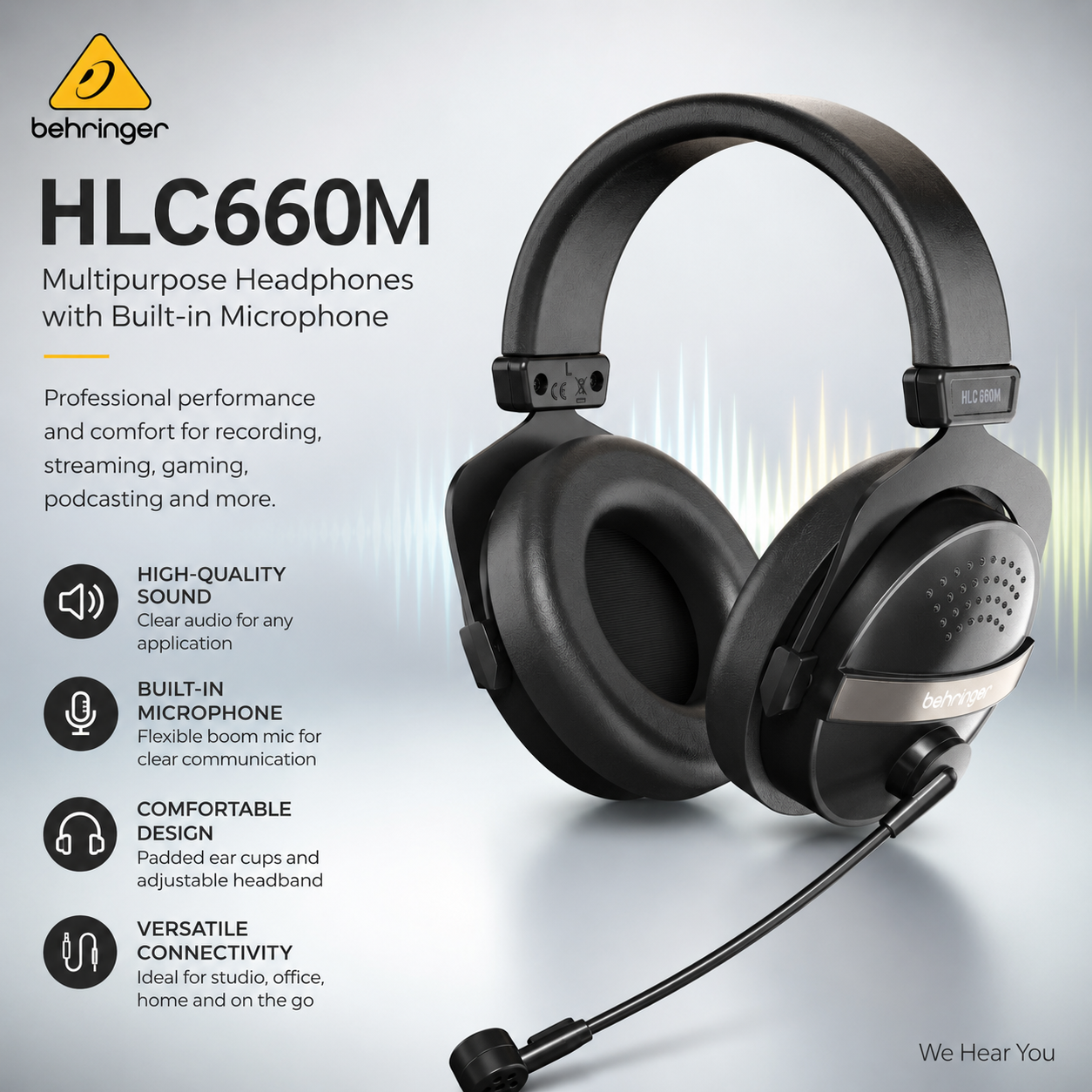 Behringer HLC660M Multipurpose Headphones with Built-in Microphone – Professional Communication & Multimedia Headset