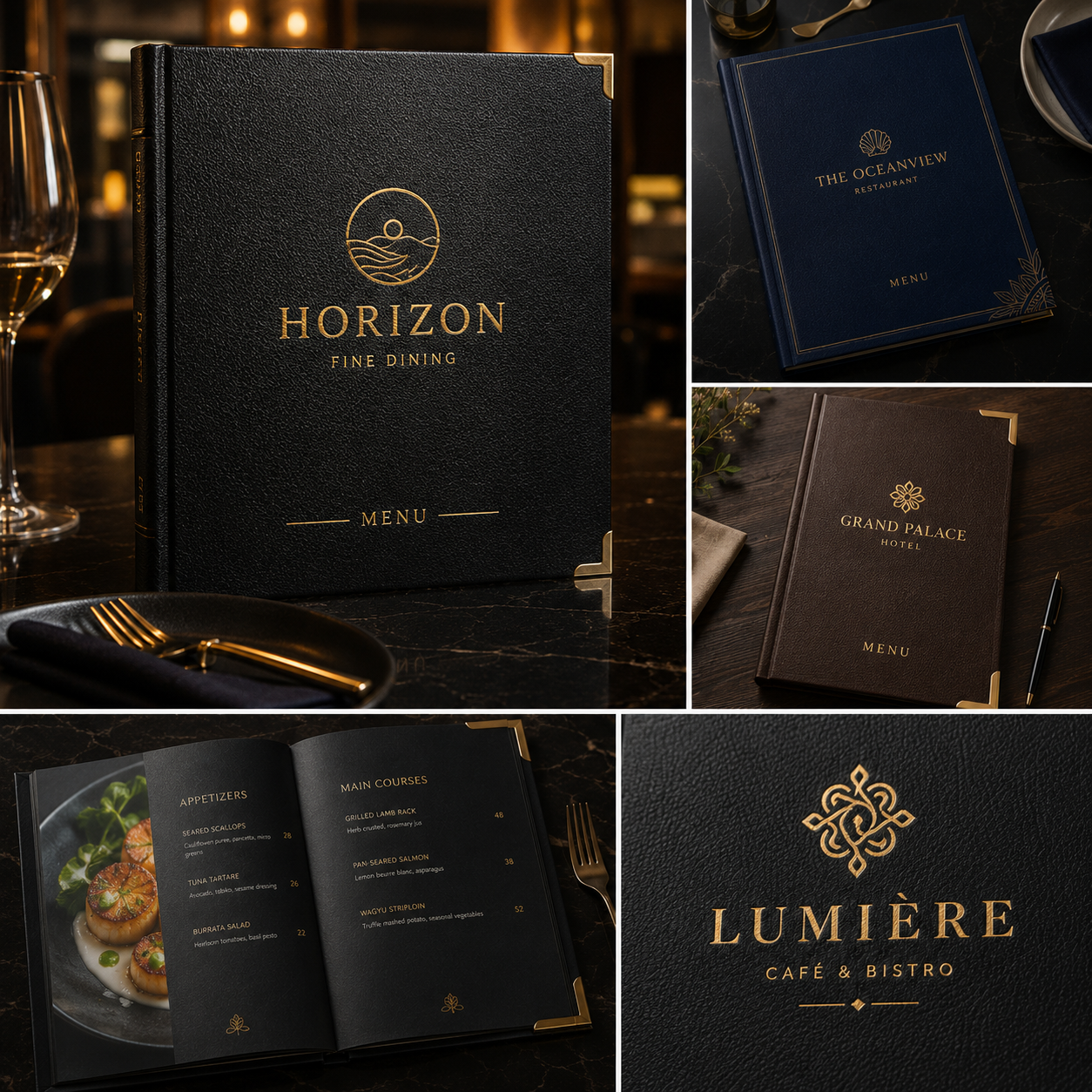 Menu Printing (Hard Cover & Hot Stamping) | Luxury Premium Restaurant Menu Books