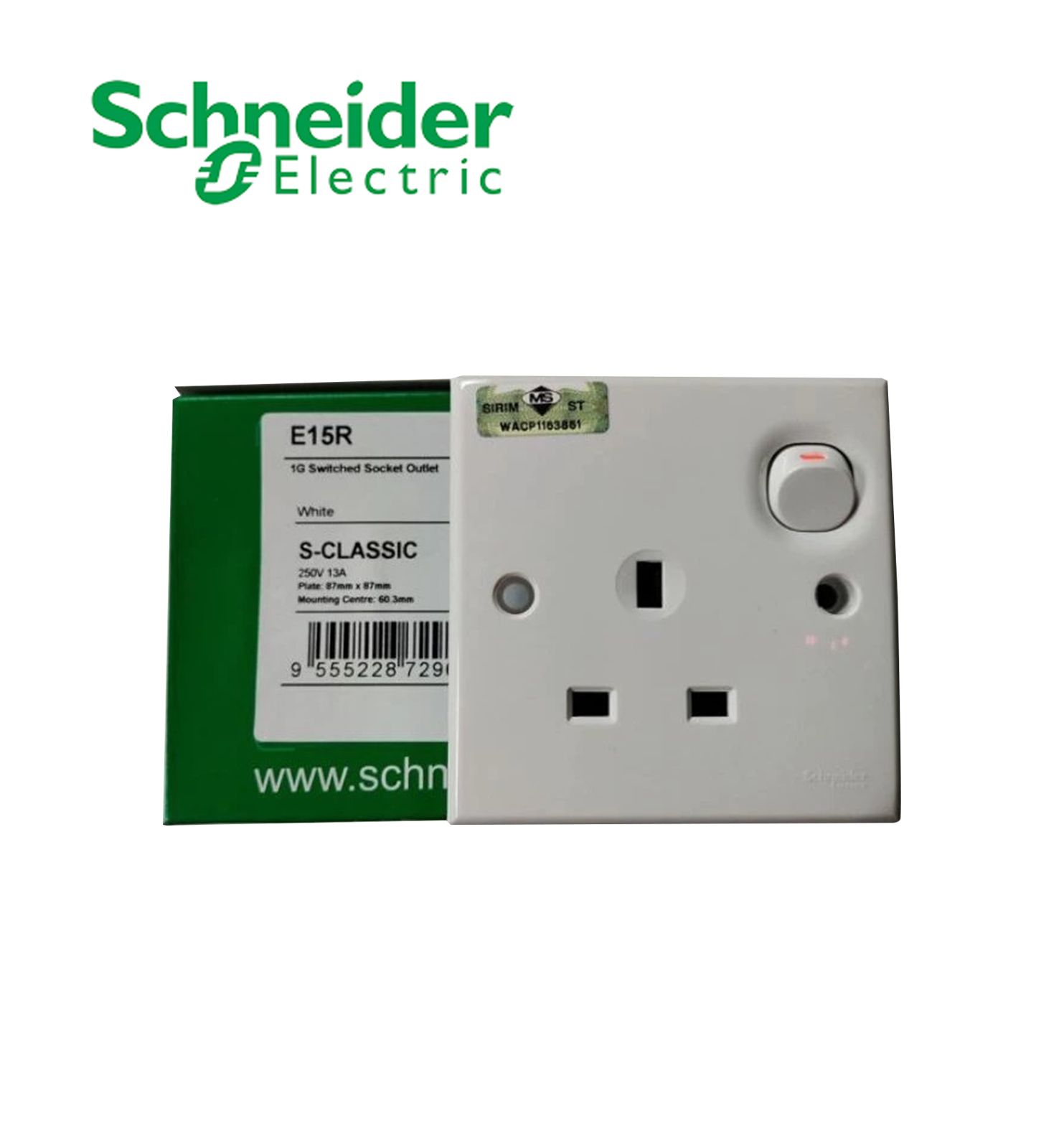 Schneider S-Classic 13Amp 1 Gang Switch Socket Outlet