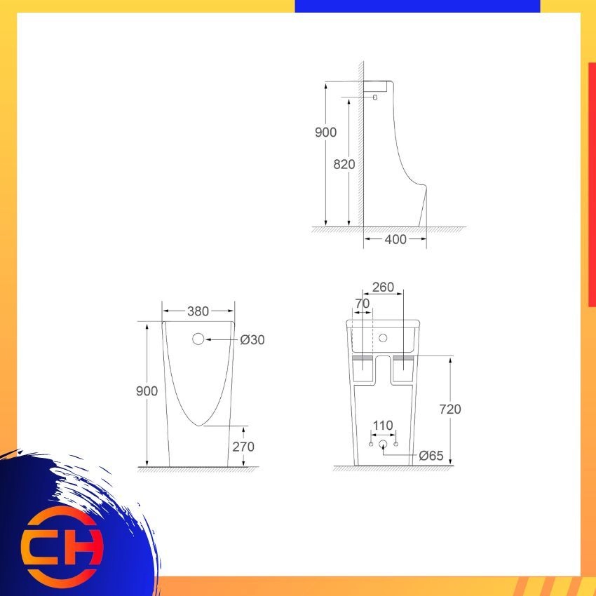 SORENTO URINAL BOWL SRTUB900-Back Inlet