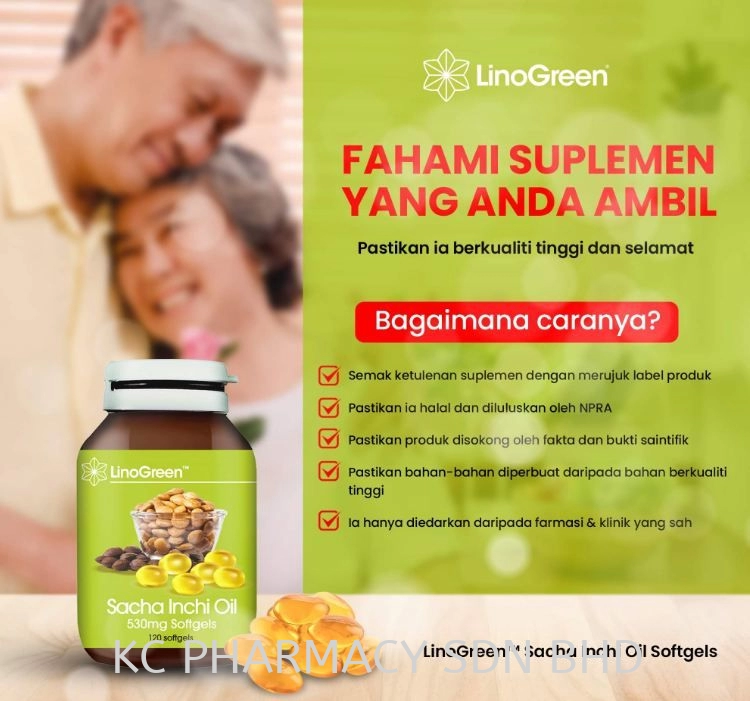 (HOT PRODUCT) Linogreen Sacha Inchi Oil Softgels (60's / 120'S) (FOR VEGETARIAN OMEGA 3,6,9 TO CONTROL CHOLESTEROL)