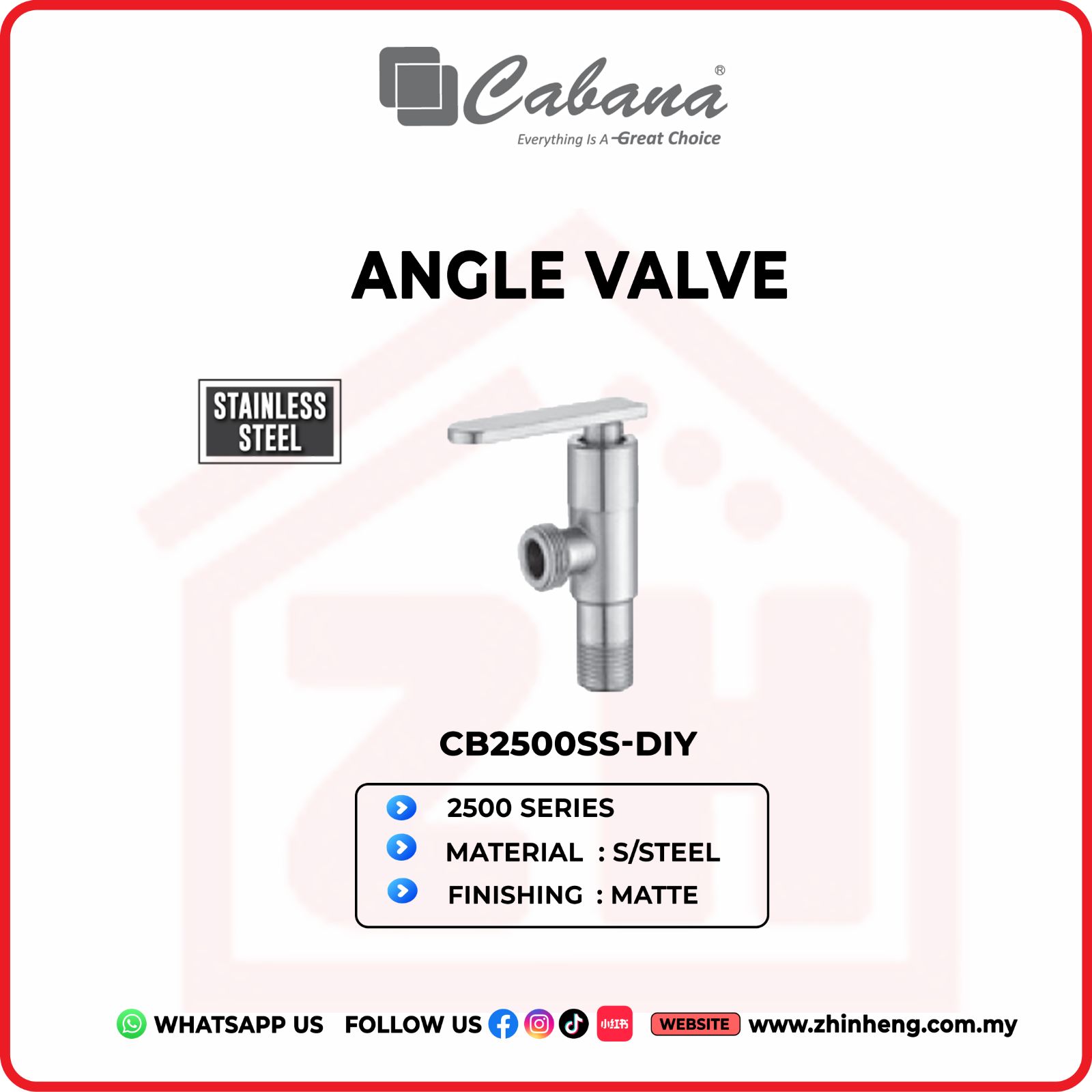 CABANA ANGLE VALVE CB2500SS-DIY