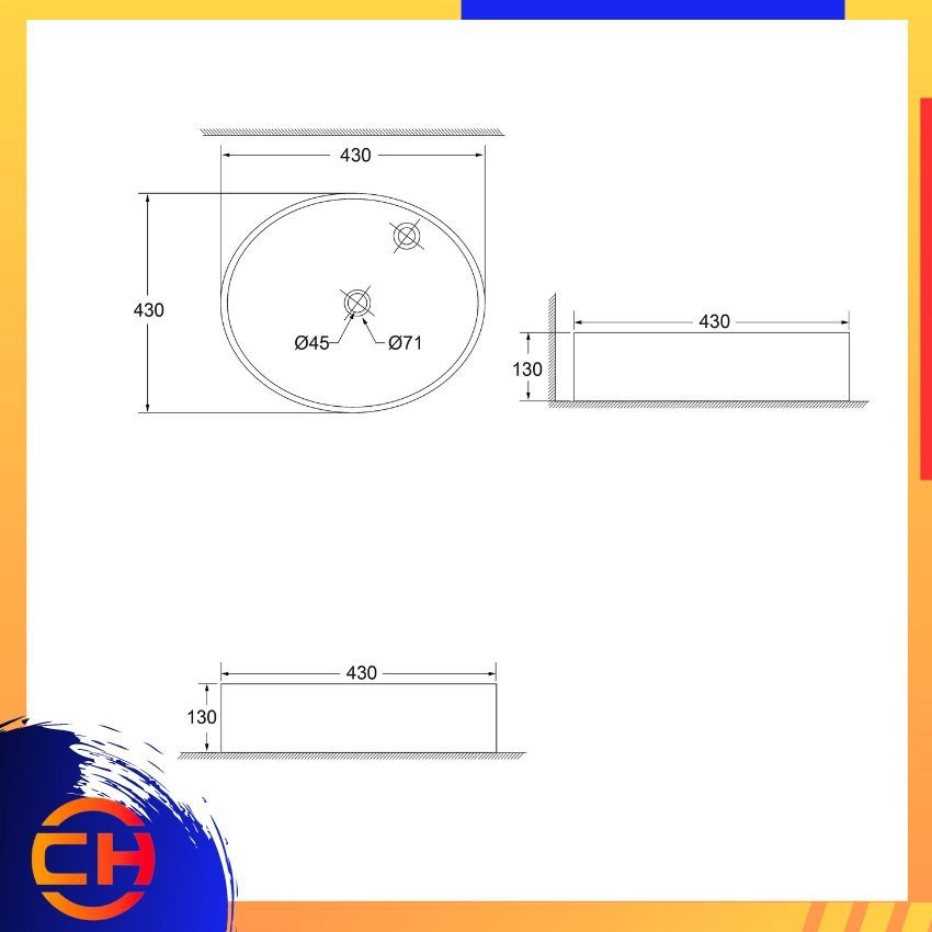 SORENTO ULTRA THIN EDGE BASINS SRTWB1406 ( L430xW430xH130mm ) 