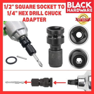 Black Hardware Impact Wrench Adapter Drill Chuck Adapter Drill Bit Adapter Hex Socket Drill Sockect Converter Impact Bit