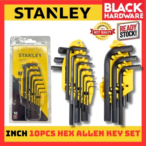 Black Hardware STANLEY Allen Key Set Inch Heavy Duty Hex Hexagon Alen Key Set Wrench 六角扳手 Hex Key Set Wrench Spanar Alle