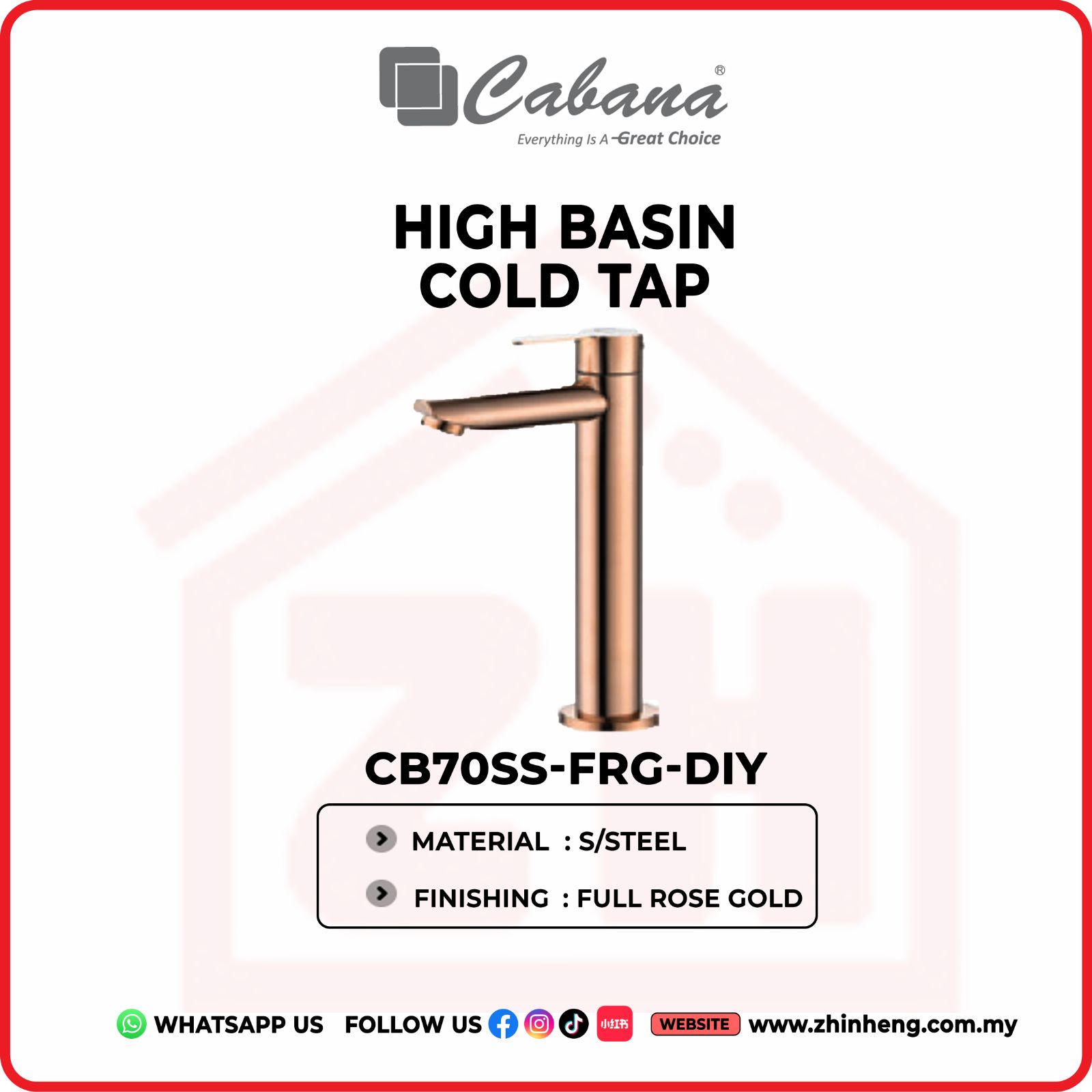 CABANA HIGH BASIN COLD TAP CB70SS-FRG