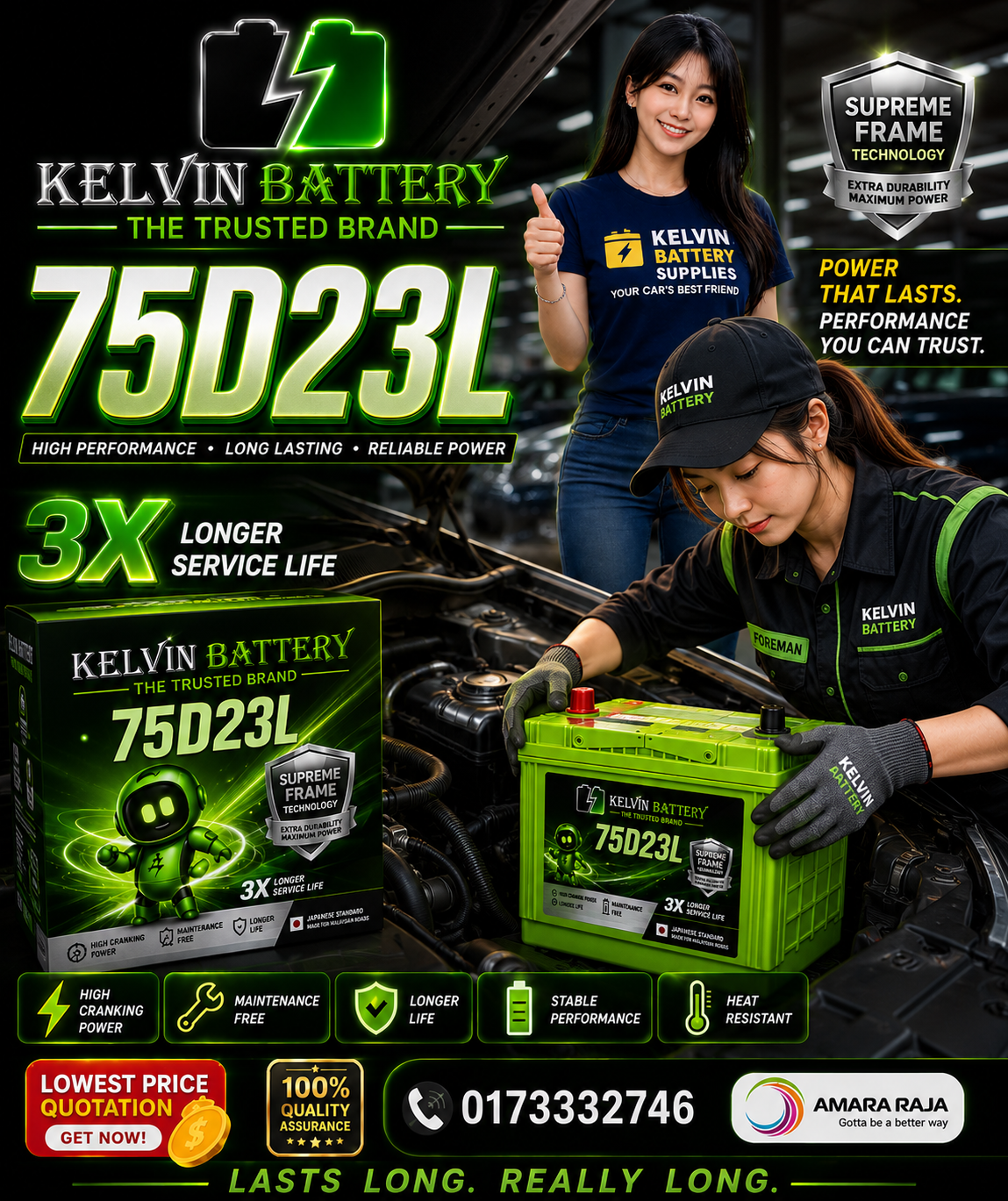 Amaron GO 75D23L Car Battery KL
