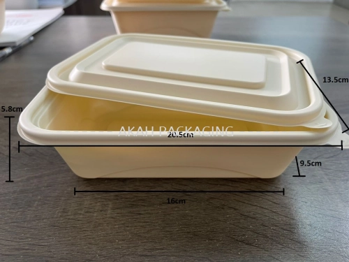 CORN STARCH 850ML RECTANGULAR CONTAINER (SET) - 50pcs*6pkt*ctn