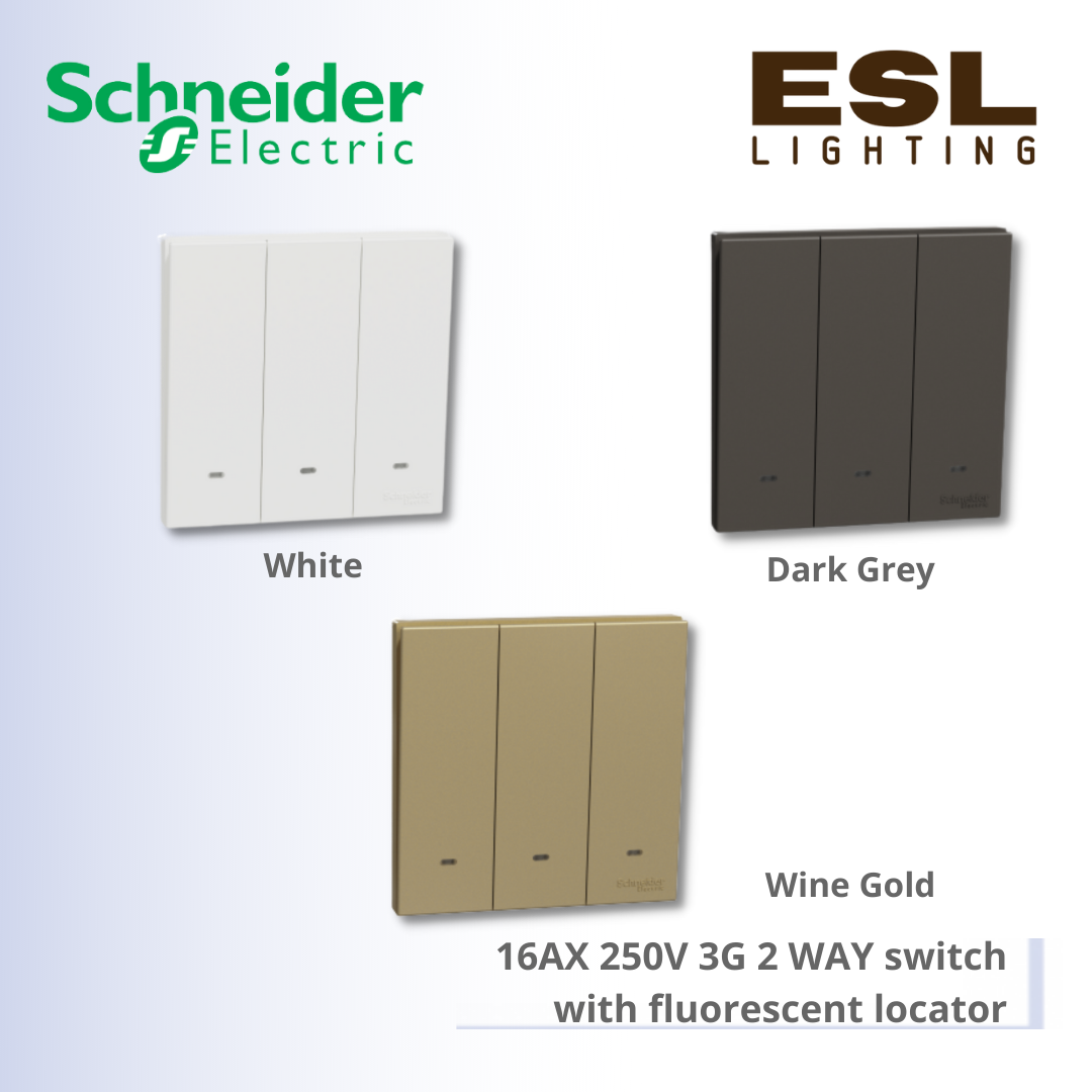 SCHNEIDER AvatarOn C 16AX 250V 3G 2 WAY switch with fluorescent locator - E8733L2F_WE_G11 E8733L2F_WG_G11 E8733L2F_DG_G11