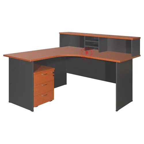 L Shape Reception Counter Table c/w Mobile Pedestal 3D / Receptionist Table