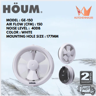 HOUM GE Series Glass Mounted Ventilation Fan GE-150 / KUTCHENHAUSS