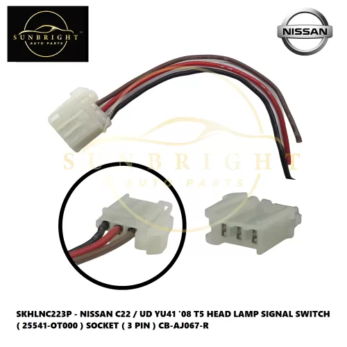 SKHLNC223P - NISSAN C22 / UD YU41 '08 T5 HEAD LAMP SIGNAL SWITCH ( 25541-OT000 ) SOCKET ( 3 PIN ) CB-AJ067-R