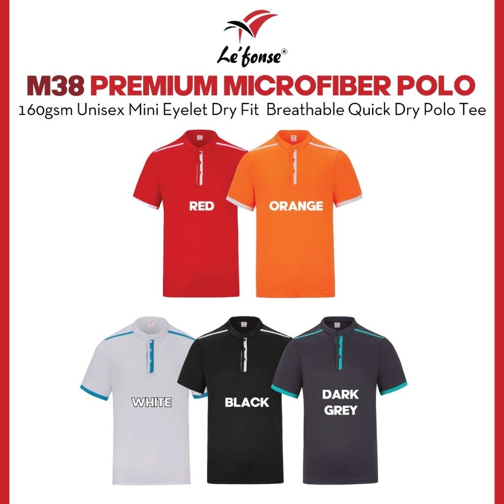 LEFONSE Premium Dri-Fit Microfiber Polo T-Shirt Unisex M3800
