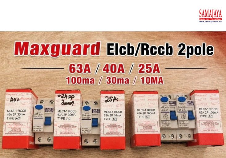 Maxguard 40A 2 Pole 0.3A/ 300mA ELCB/ RCCB