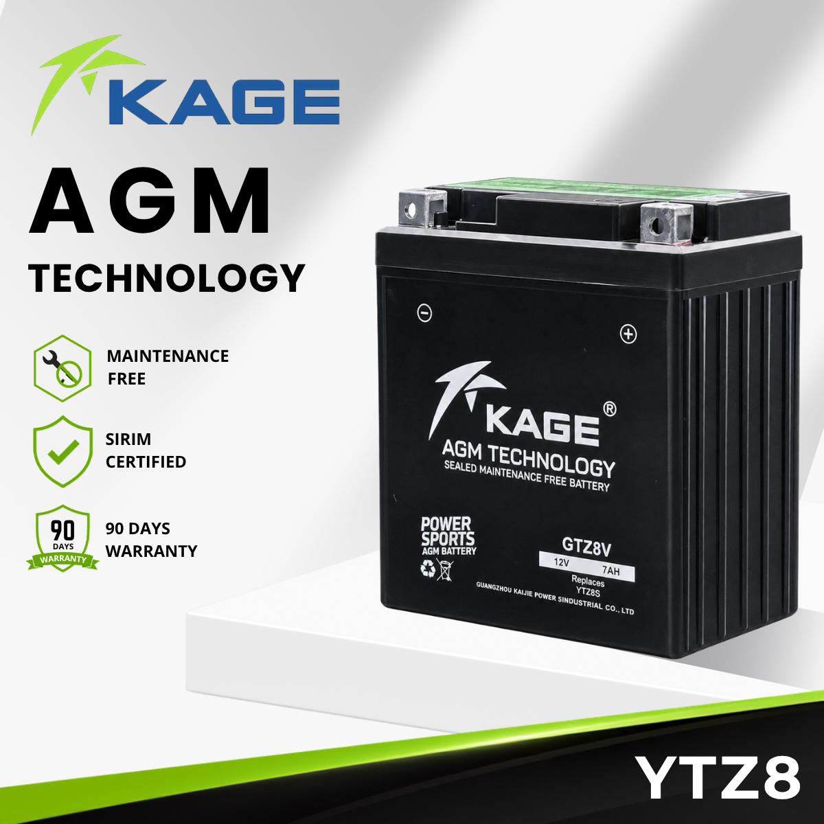 YTZ8 KAGE - Bateri R25/X-MAX 250/RFS150/KLX 150/MZ 125/DZM 200