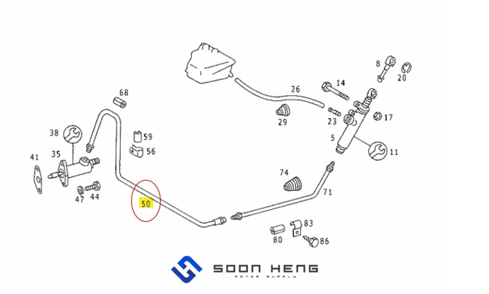 Mercedes-Benz W123, W124, W126 and W201 - Clutch Hose (FAG)