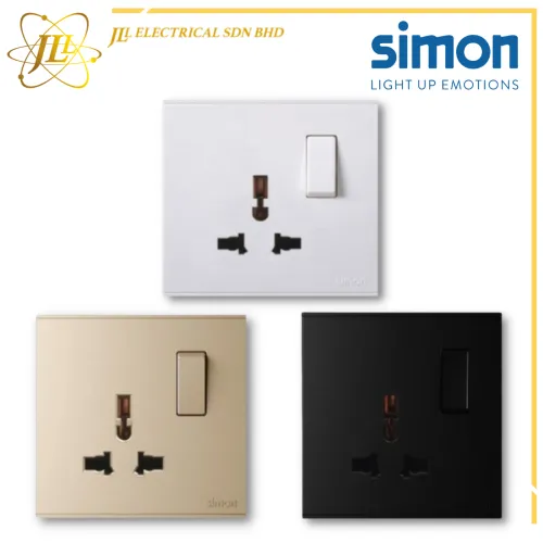 Simon Switch E6 721089 13A Universal Switched Socket Outlet [WHITE/CHAMPAGNE/BLACK]