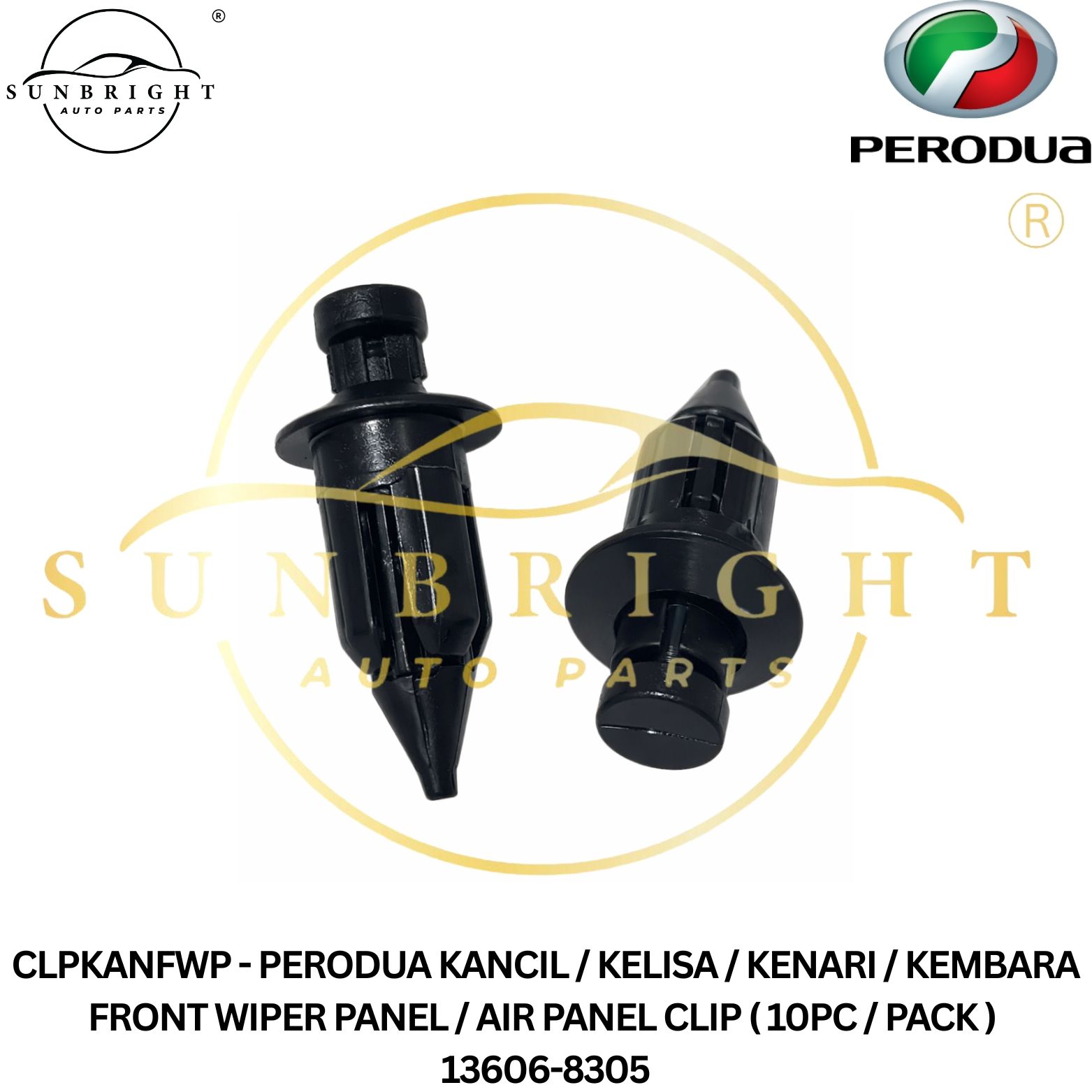 CLPKANFWP - PERODUA KANCIL / KELISA / KENARI / KEMBARA FRONT WIPER PANEL / AIR PANEL CLIP ( 10PC / PACK ) 13606-8305