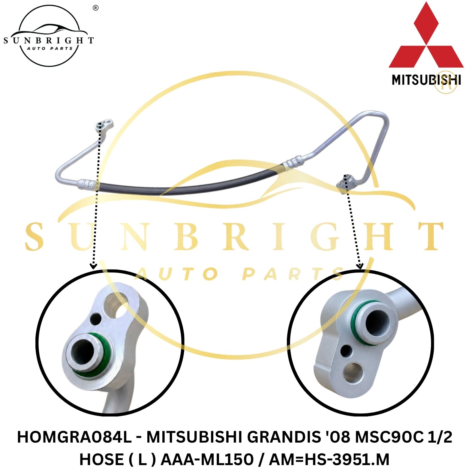 HOMGRA084L - MITSUBISHI GRANDIS '08 MSC90C 1/2 HOSE ( L ) AAA-ML150 / AM=HS-3951.M