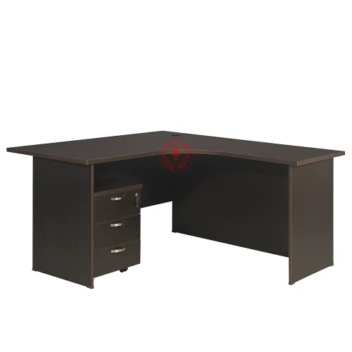 6ft x 5ft L Shape Office Table with Drawer | Meja L Shape Laci | Full Walnut L Shape | 5ft x 5ft