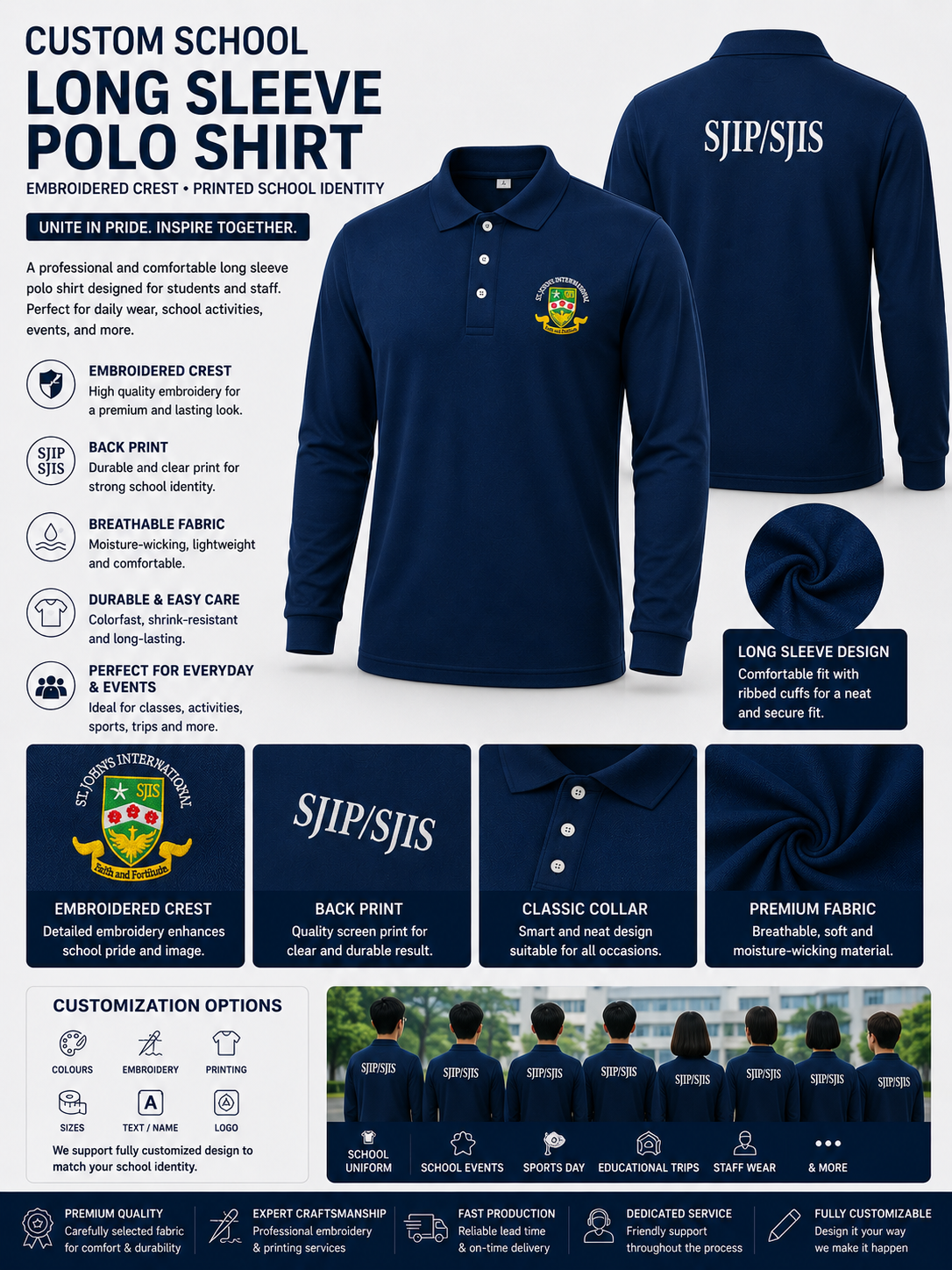 Custom School Polo Shirt | Embroidered School Crest & Printed School Identity