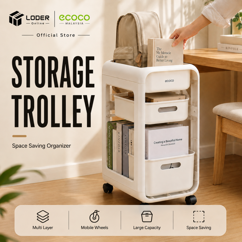 LODER ECOCO Storage Trolley Rolling Storage Cart Mobile Organizer Multi Layer Shelf Bathroom Kitchen Narrow Gap