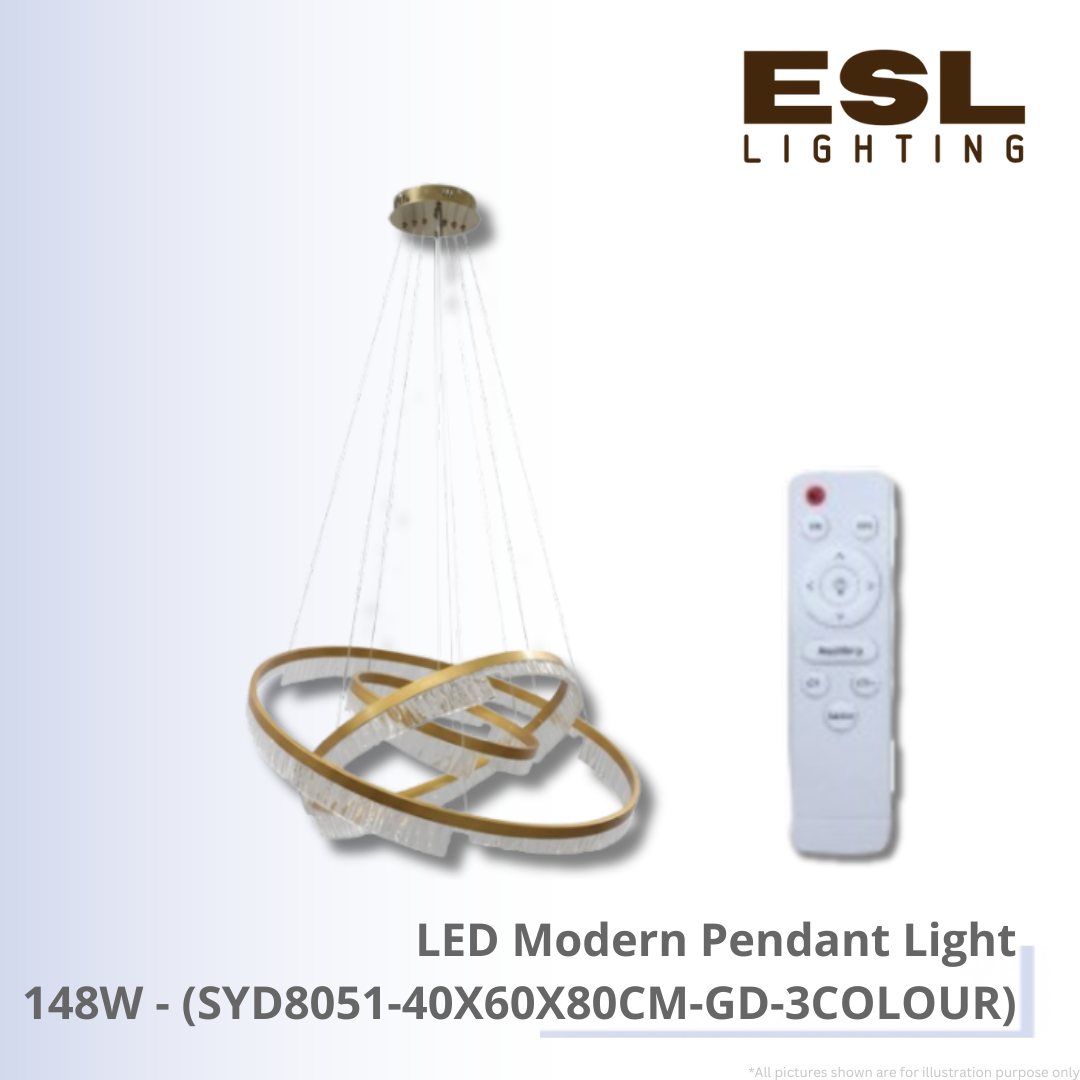LED Modern Pendant Light 148W - SYD8051-40X60X80CM-GD-3COLOUR