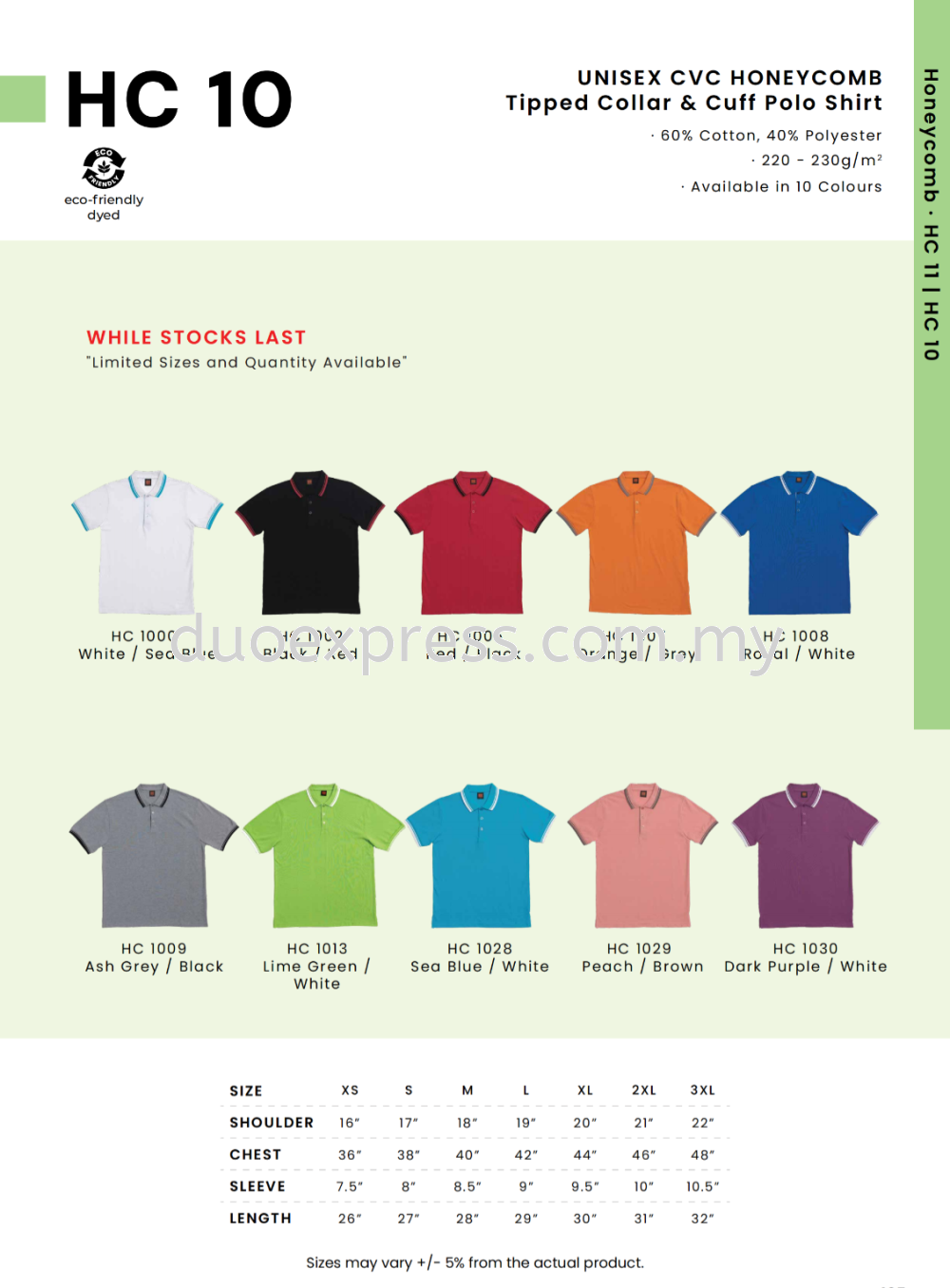 HC10 Cotton Polo Tee Unisex