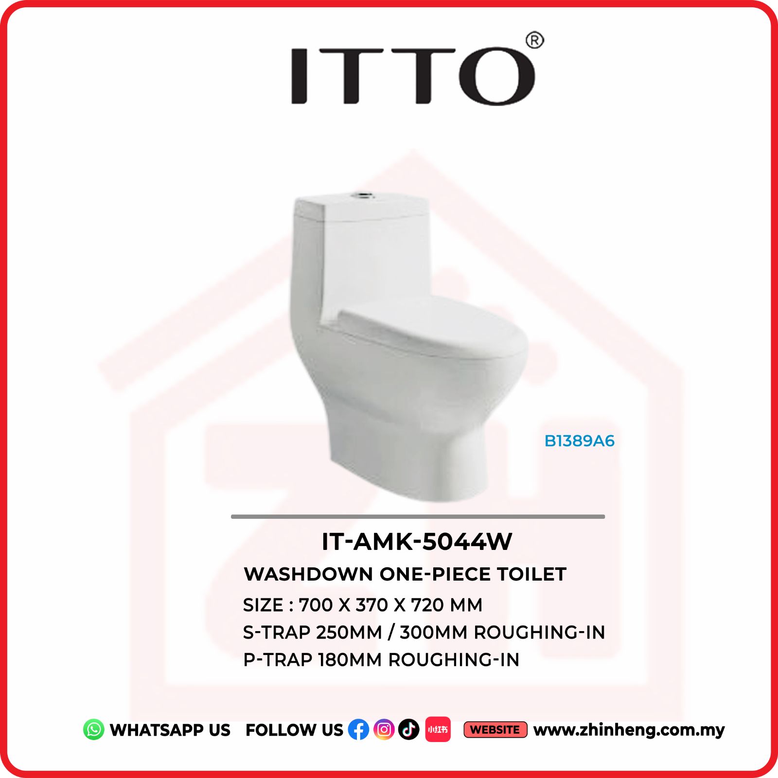 ITTO Washdown One Piece Toilet IT-AMK-5044W