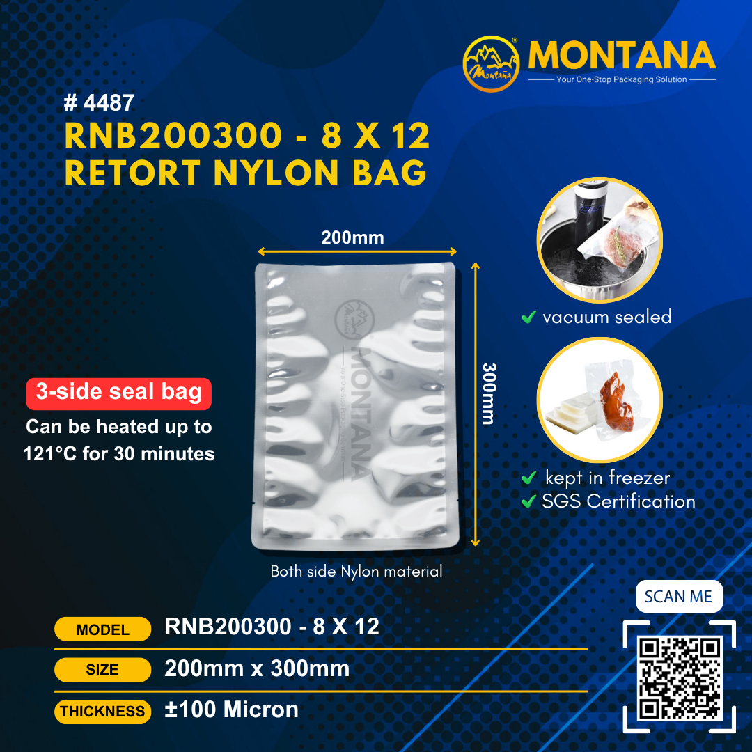 (4487) RNB200300 - 8 x 12 RETORT NYLON BAG